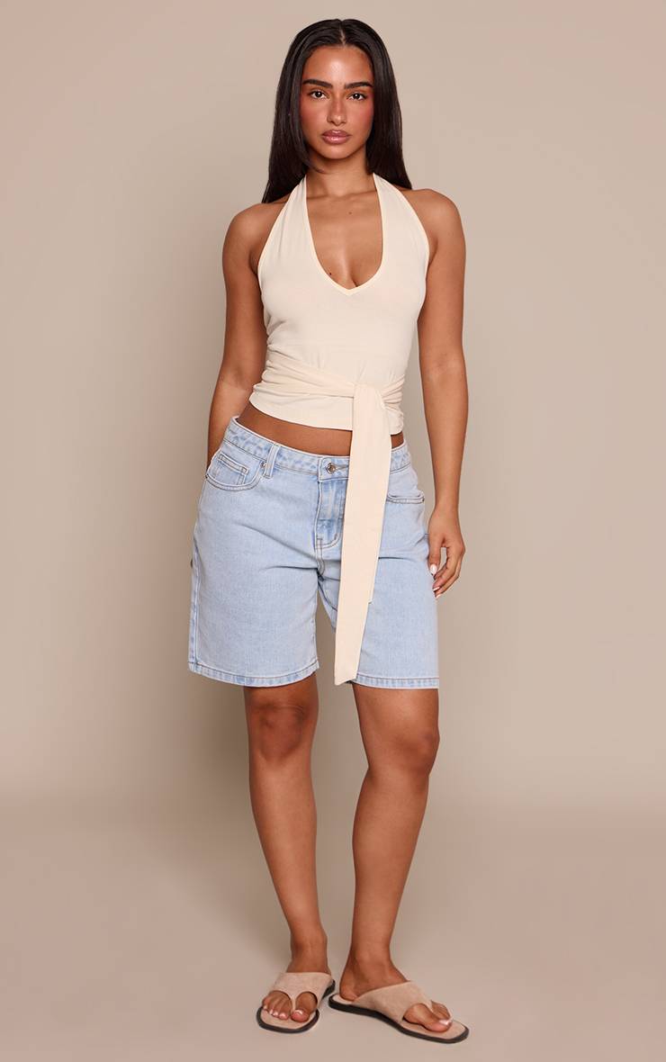 Citron Top Caraco Petite En Coton Doux Avec Encolure Américaine Et Détail Taille Cache-cœur
