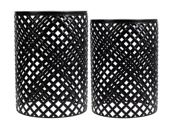 Ensemble de 2 supports en mosaïque et métal noirs