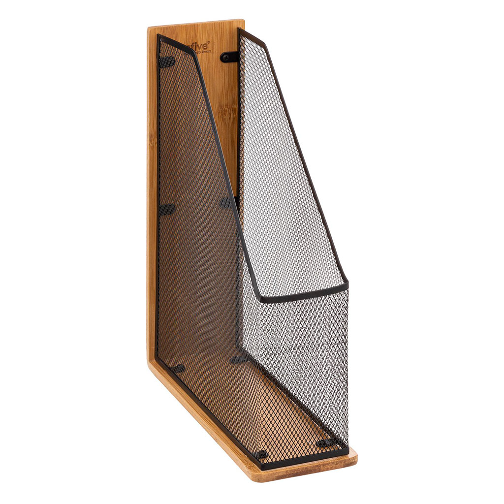 Range documents en métal et bambou 9x33x27cm