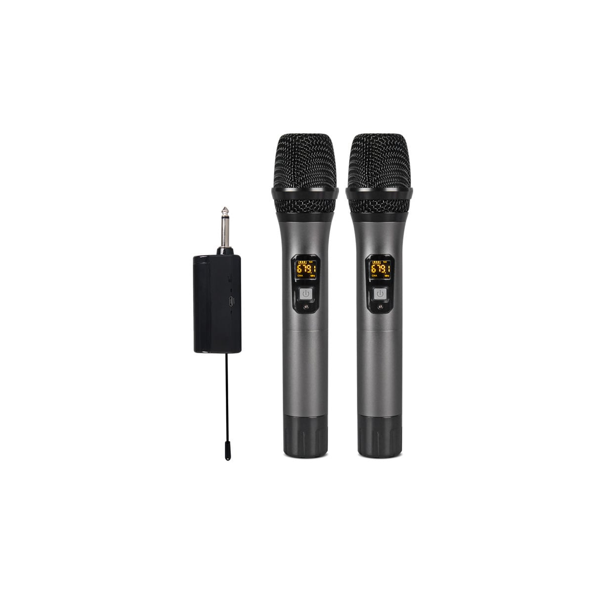 2 trådløse mikrofoner Bluetooth Reverb med Android-portkabel Sort