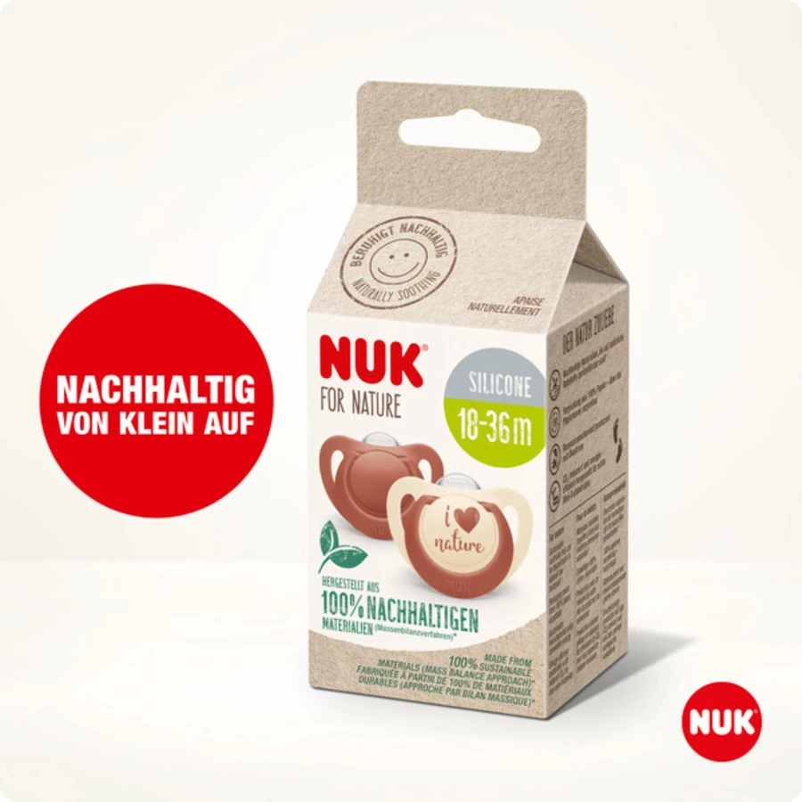 NUK Schnuller For Nature Silikon 18-36 Monate, rot im 4er-Set