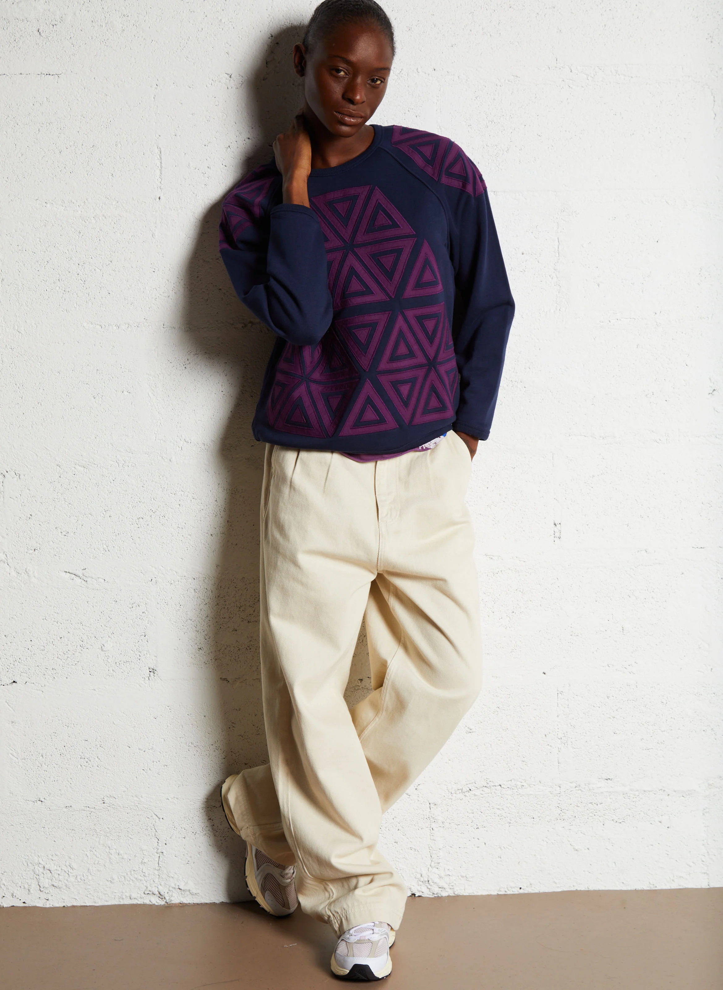 SHINE - Sweat oversize col rond en coton bio mélangé | Bleu