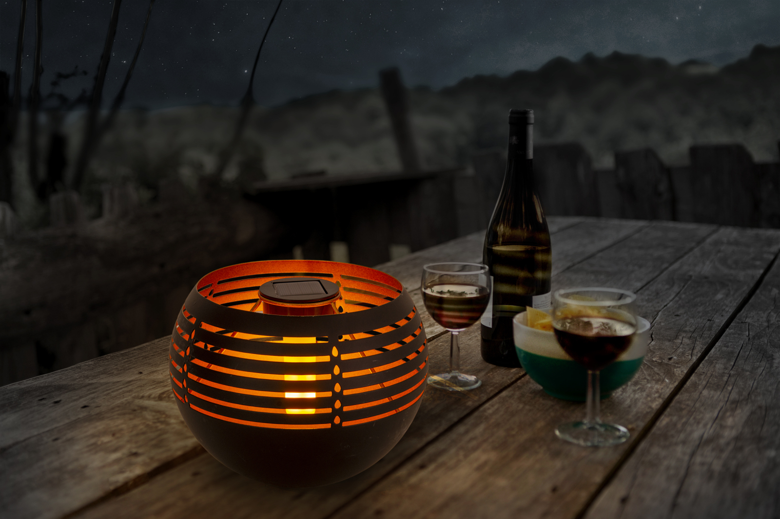 Solar-LED-Tischleuchte - schwarz-gold - 21 cm