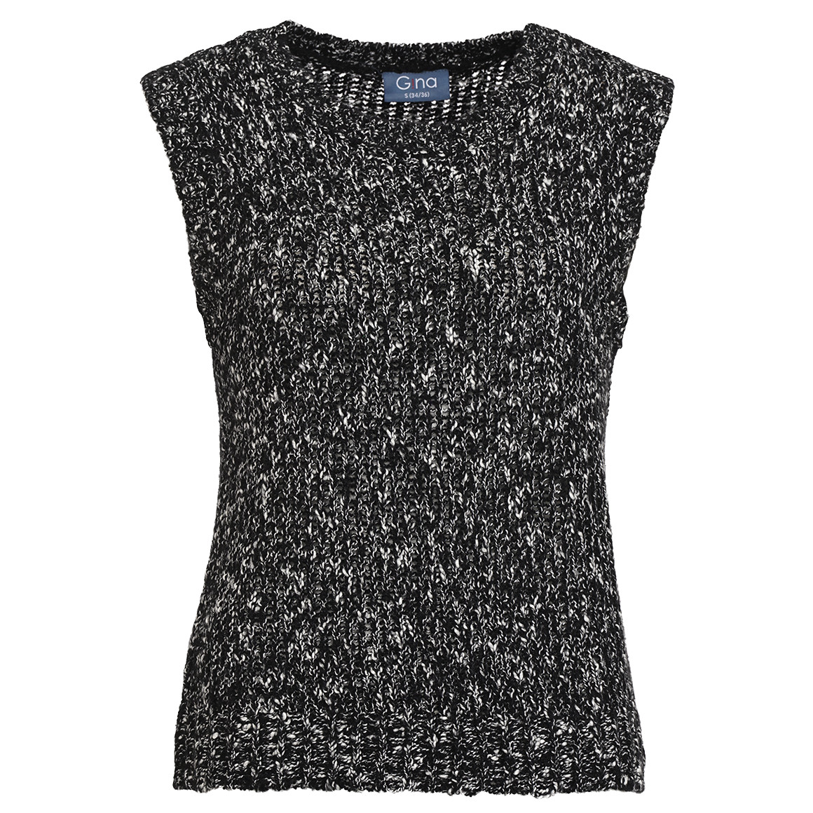 Gina Damen Strickpullunder mit Wollanteil schwarz / weiss