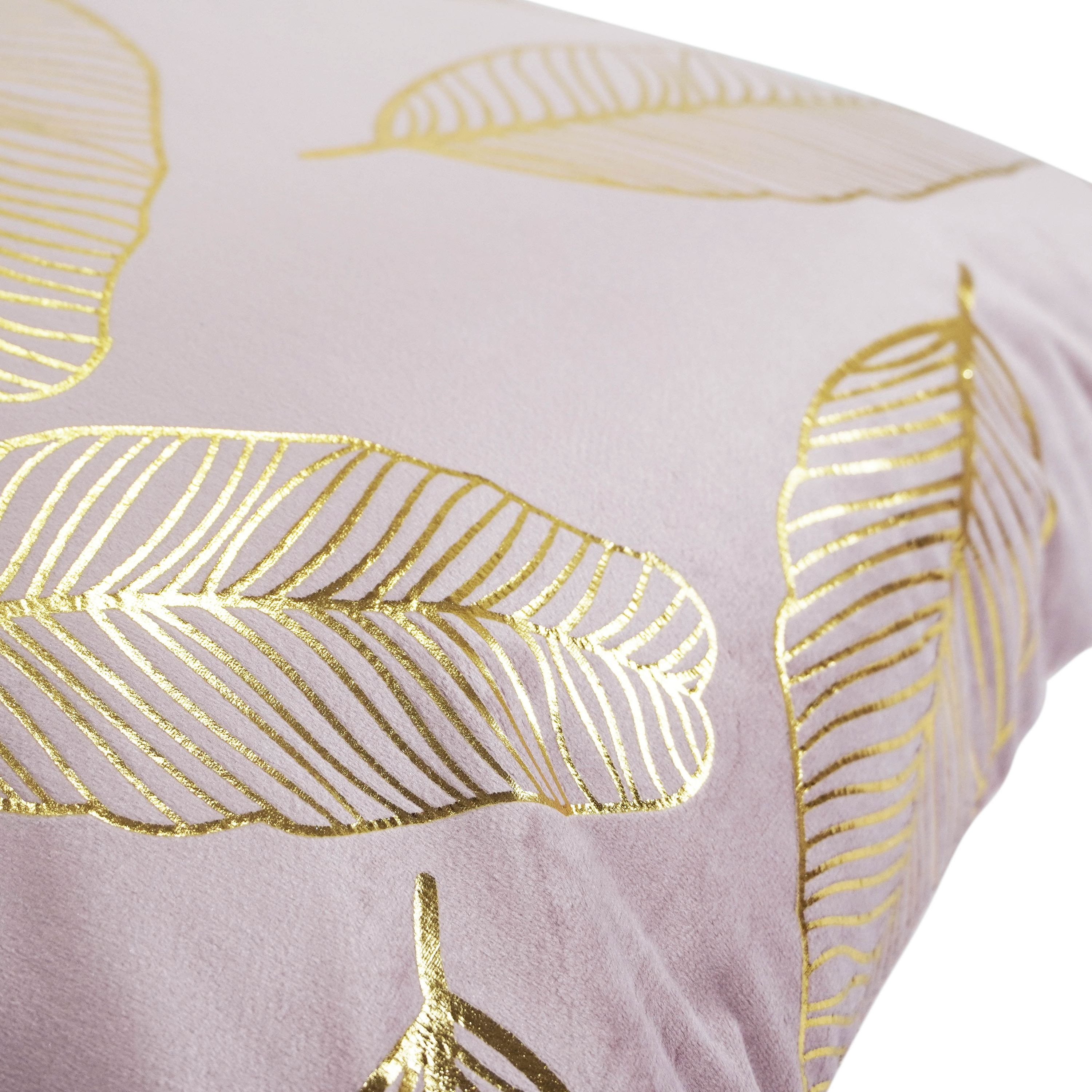 Kissenbezug Samt LEAVES 2er Set 45 x 45 cm rosa/gold