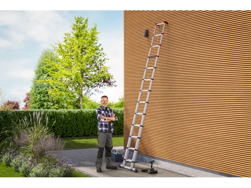 Hailo Flexline Teleskopleiter T100 13 Stufen Aluminium Sicherheits-Teleskopleiter