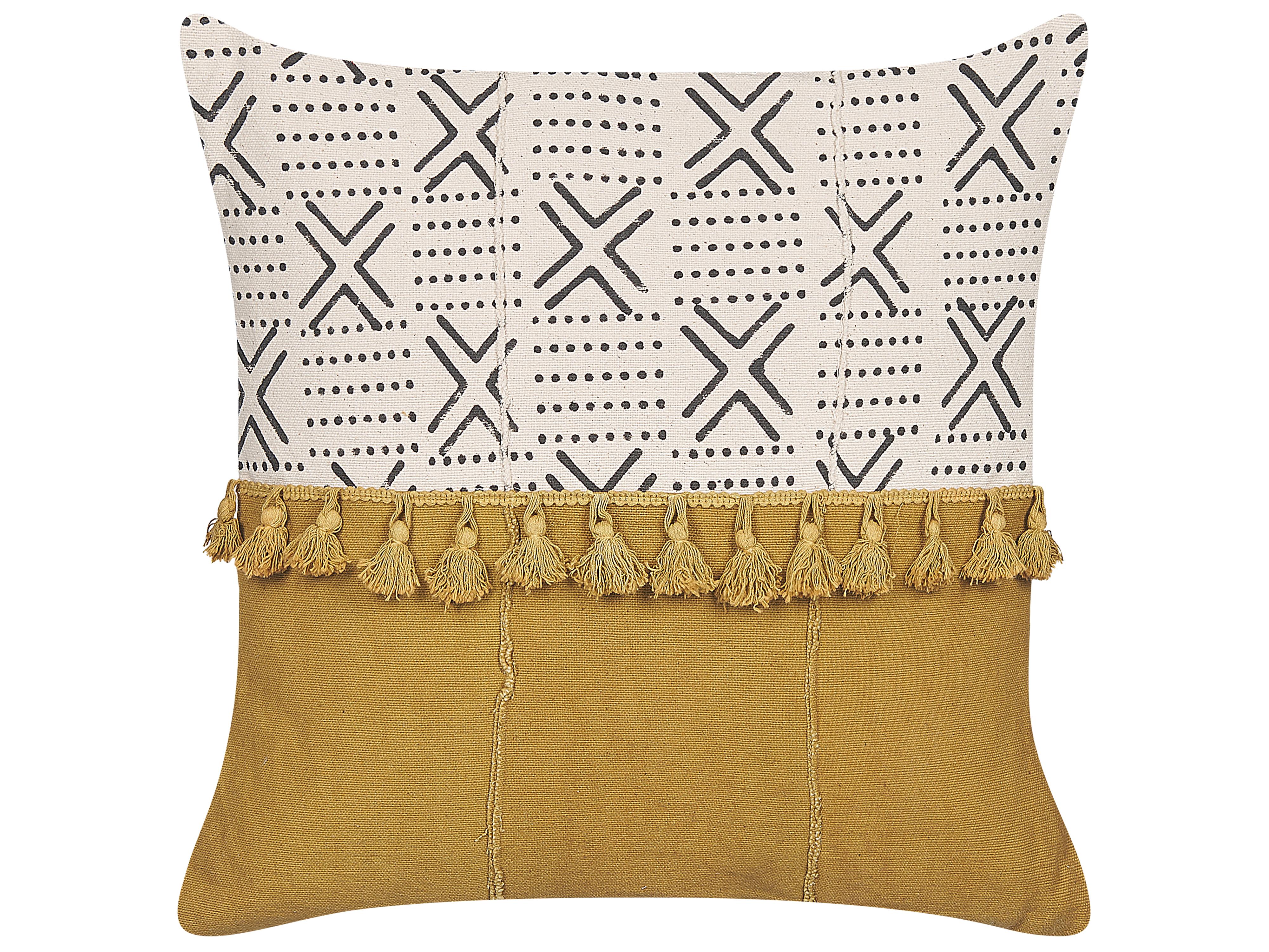 Sierkussen WOODI Katoen 45 x 45 cm Geel geometrisch patroon