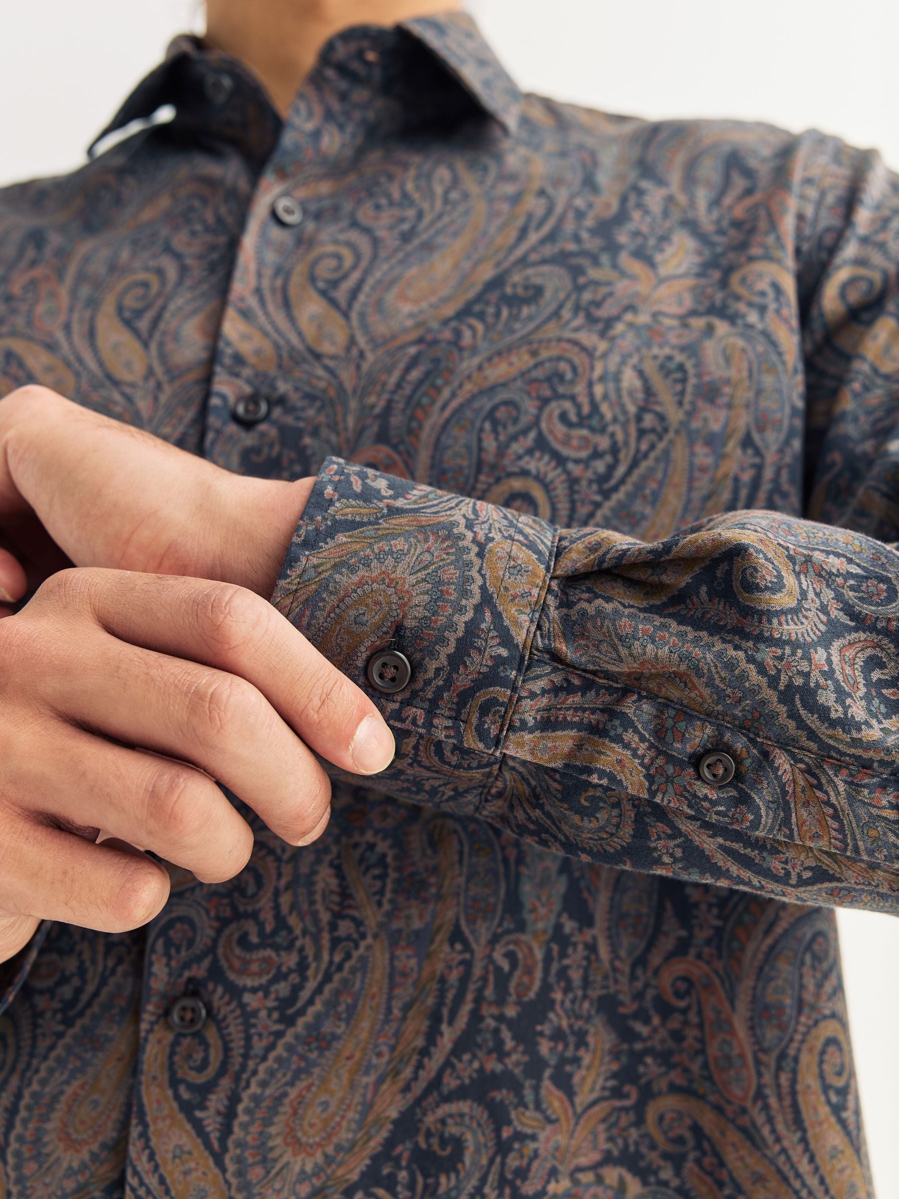 Paars met paisley - Overhemd met lange mouwen