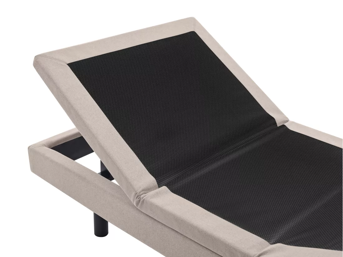 Lit électrique de relaxation déco + matelas 100% latex 3 zones - 80 x 200 cm - Tissu - Beige - PANISOLA de YSMÉE