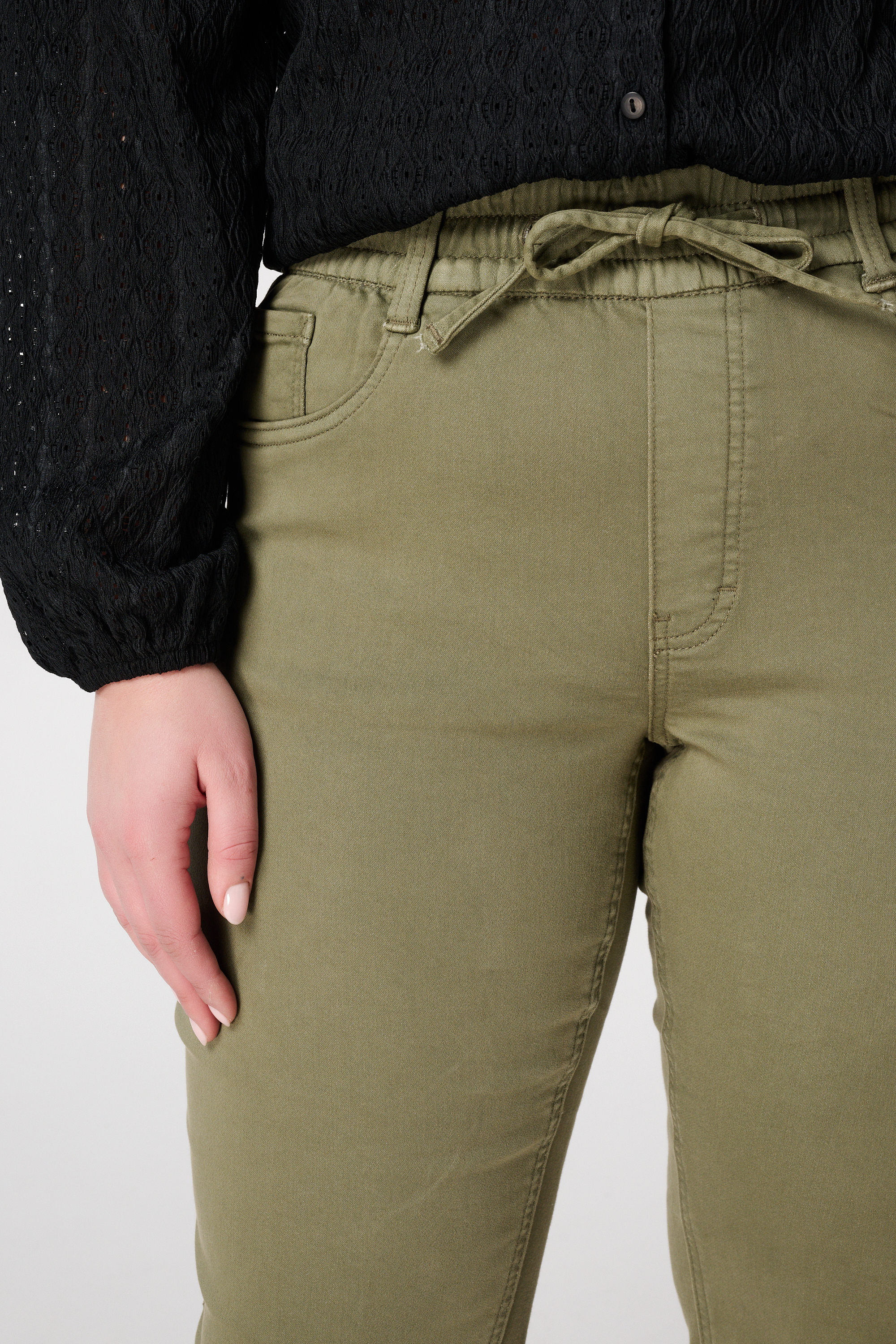 Denim jogger broek Khaki