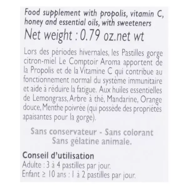 Le Comptoir Aroma Respir' Pastilles Gorge Citron Miel 24 pastilles