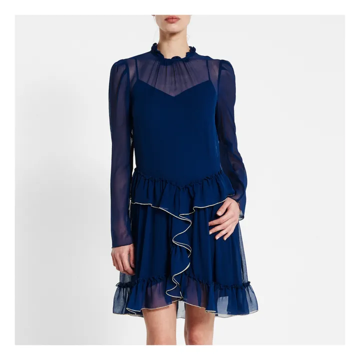 See by Chloé Robe Courte Soie | Bleu marine
