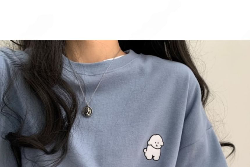 SeoulPop - Losvallend sweatshirt met geborduurde hond