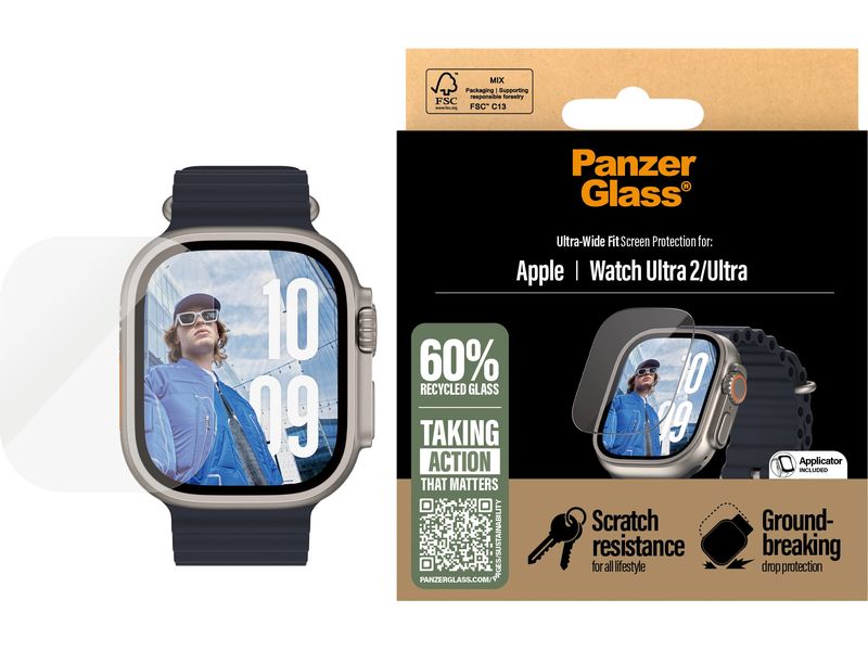 Panzerglass Displayschutz Ultra Wide Fit Apple Watch Ultra Displayschutz für die Apple Watch Ultra 2
