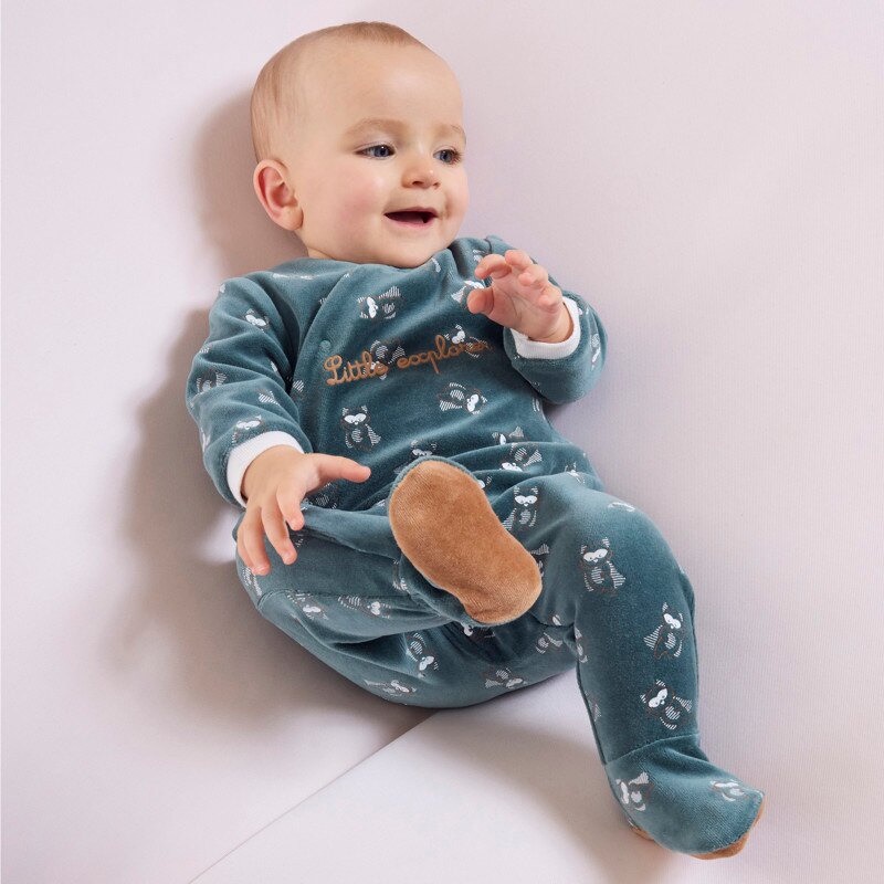 Dors-bien velours vert bébé garçon Vert