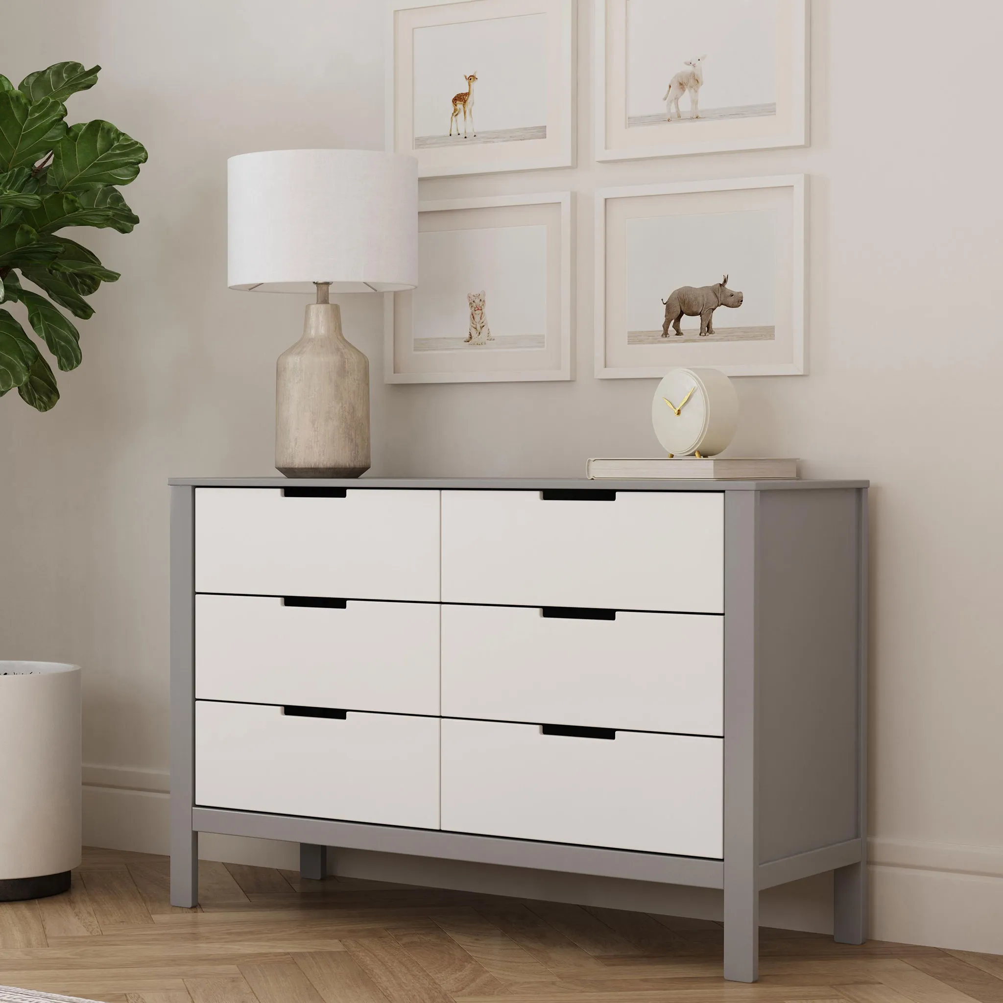 DaVinci Bureau 6 Tiroirs Colby - Gris Blanc