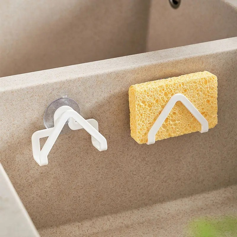 (2er Set) 8x6cm Multifunktions Spülbecken Küchen Organizer Waschbecken Halterung mit Saugnäpfen für Schwamm / Bürste - Weiss