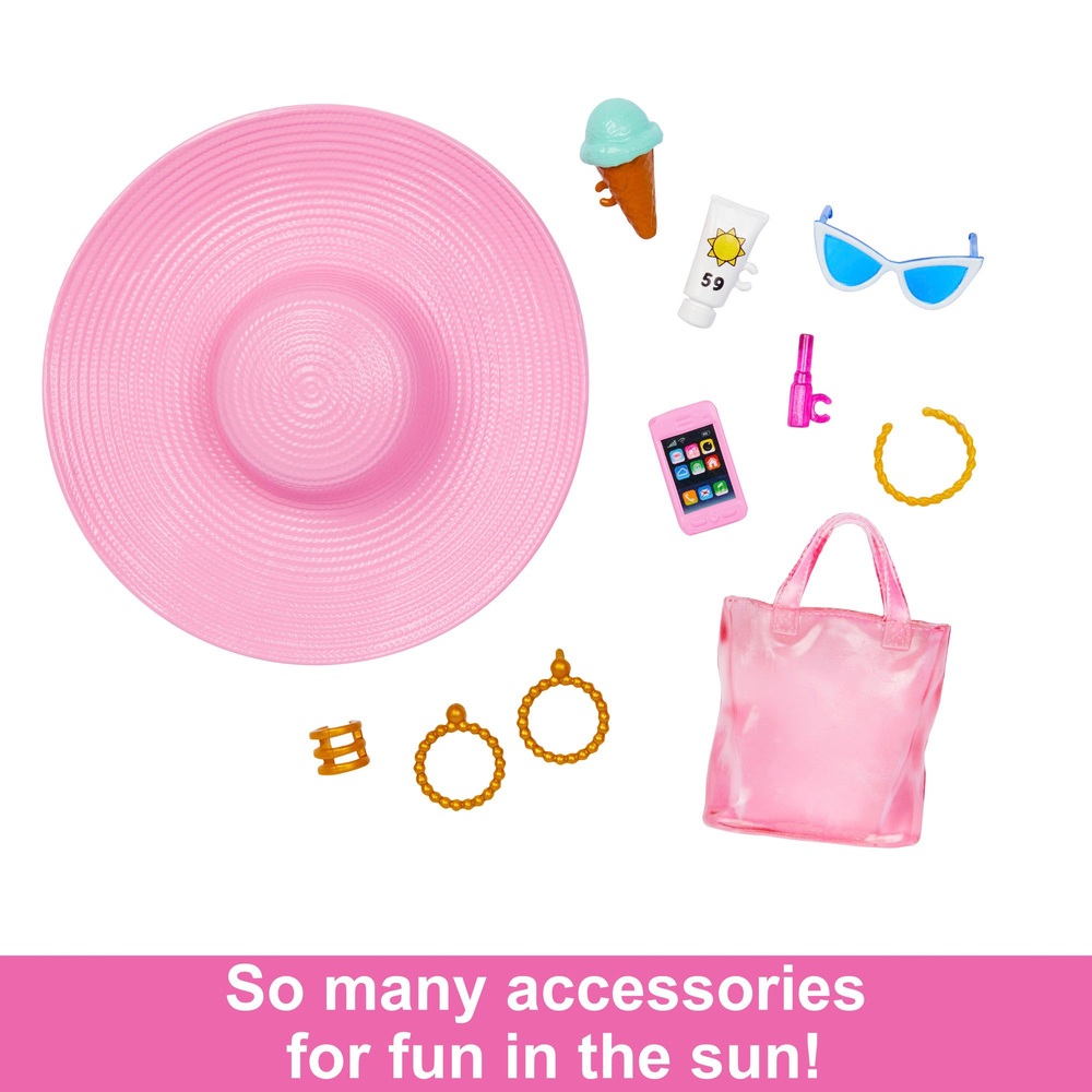 Blonde Barbie-Puppe mit Badeanzug und Strandaccessoires