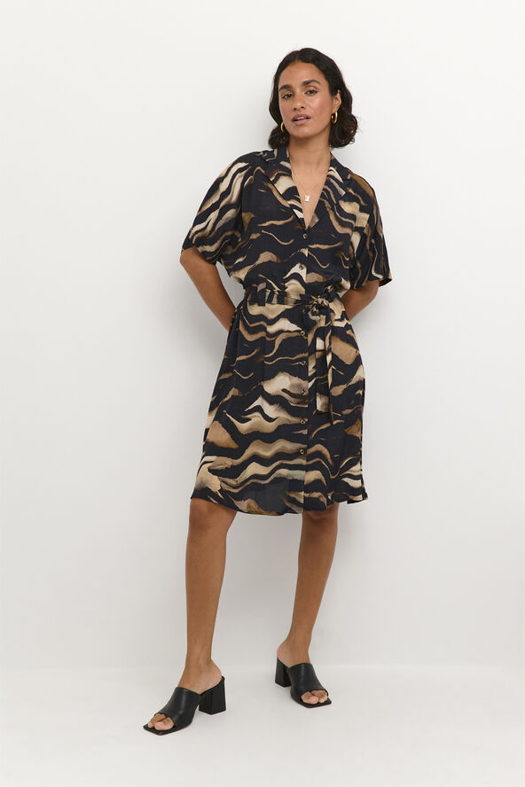 Kaffe KAlaila Dress Black/brown tiger print