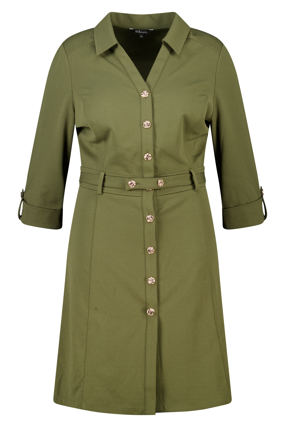 Jurk met sierknopen Khaki