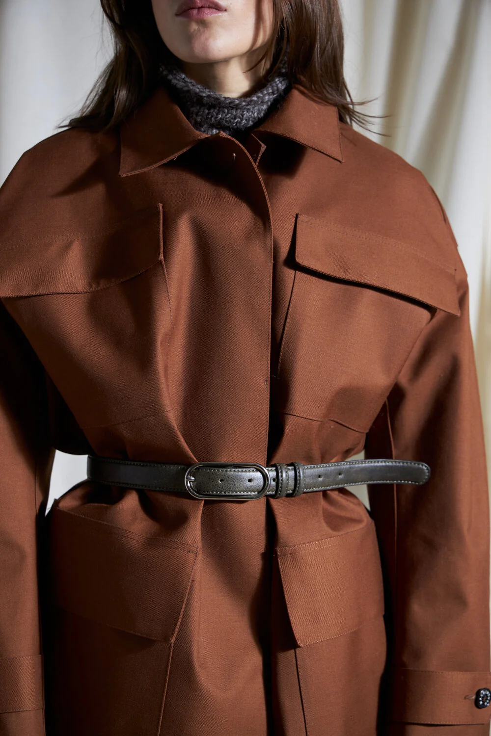 Becksöndergaard  Crushed Slim læderbælte - Black Olive
