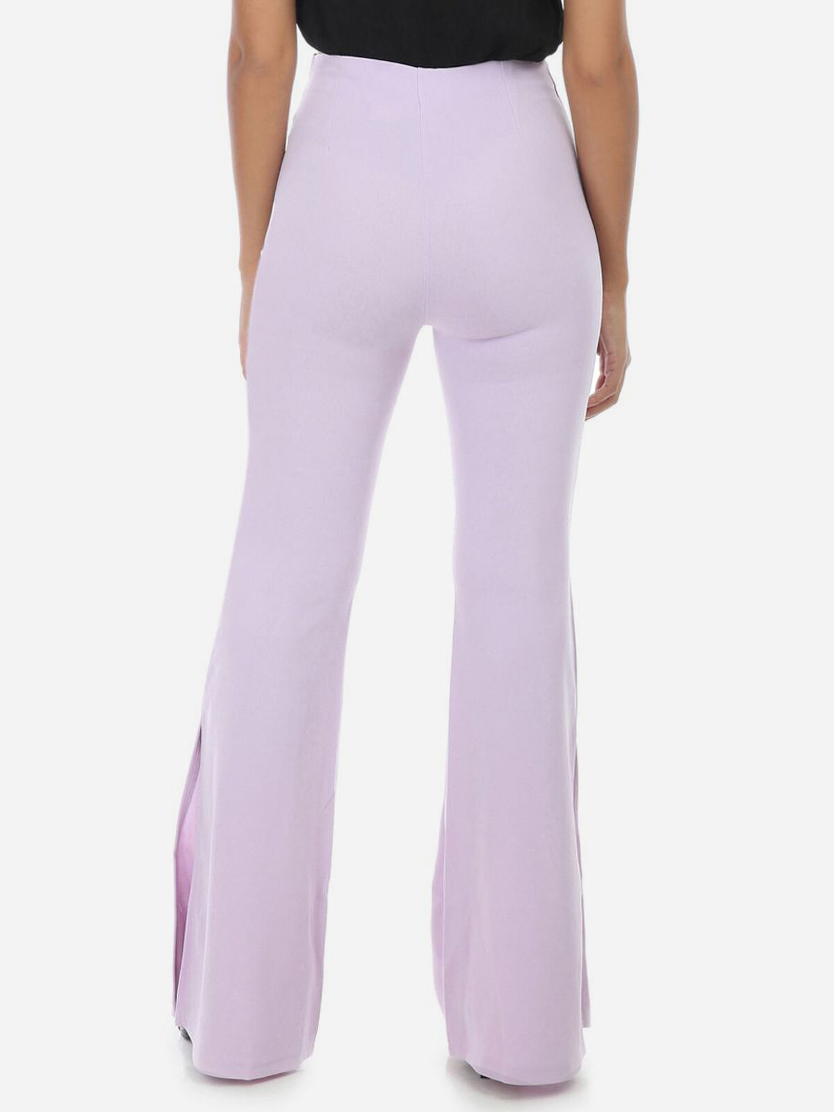 Pantalon flare taille haute à fentes- Violet