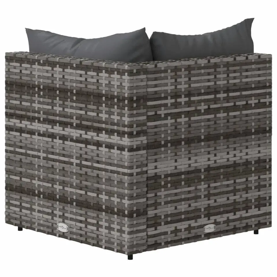 vidaXL - Tuinhoekbanken - Grijs - Poly rattan - 2 stuks - Met kussens
