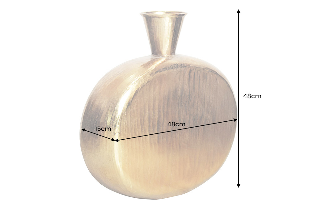 Handgefertigte Vase ORIENT L 50cm gold Metall Hammerschlag Design