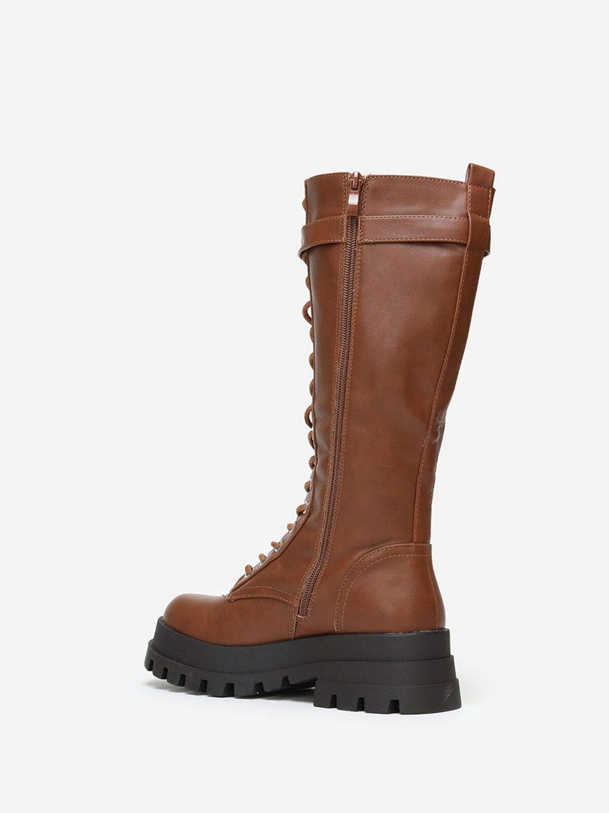Bottes rangers à plateforme crantée- Camel