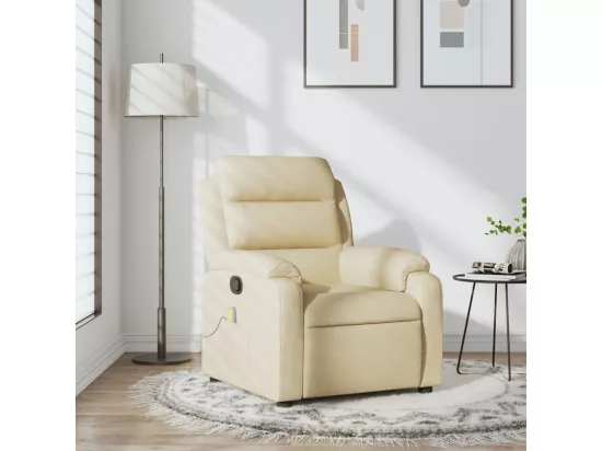 Fauteuil massant inclinable Crème Tissu