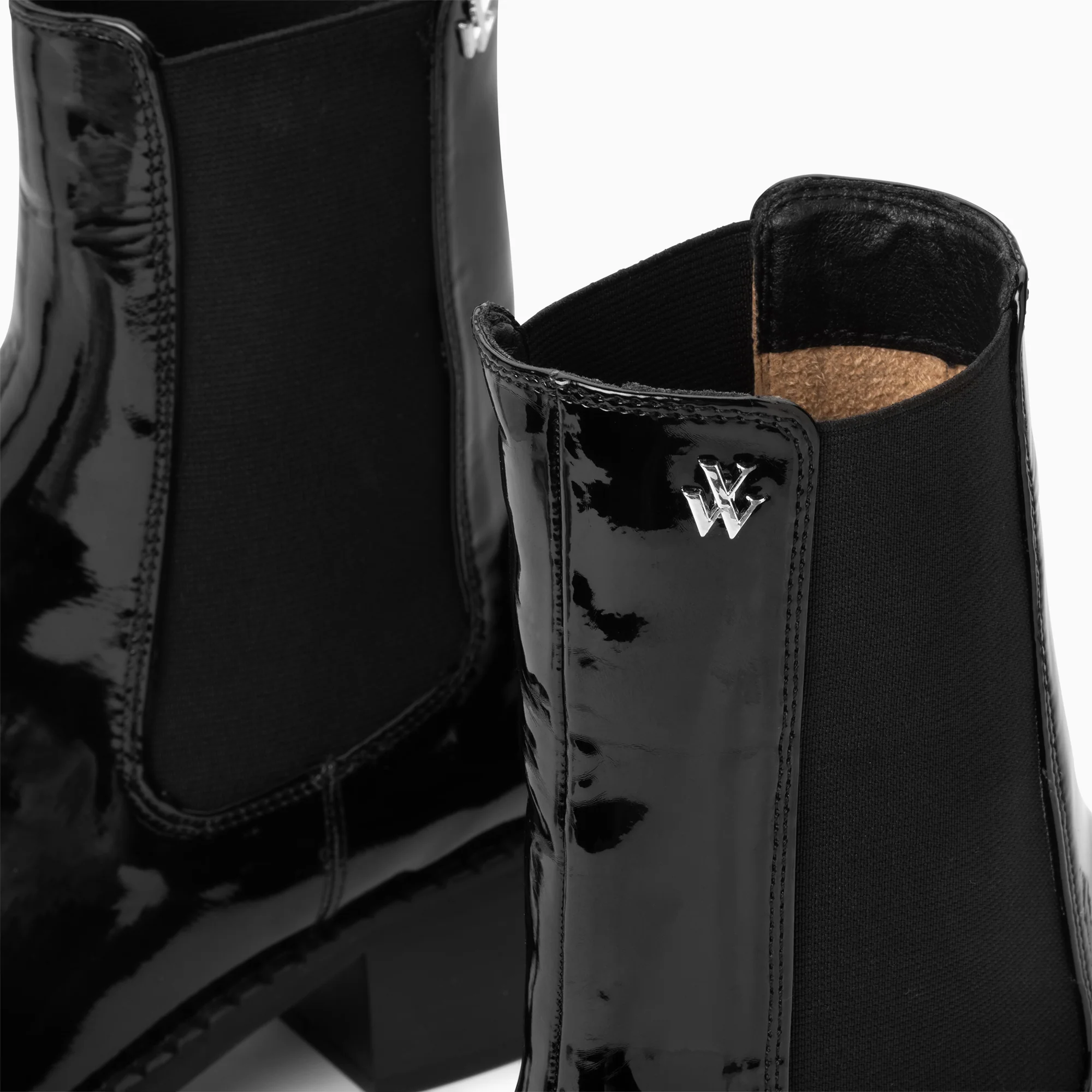 Bottines-Bottines Chelsea Carole montantes noires vernies