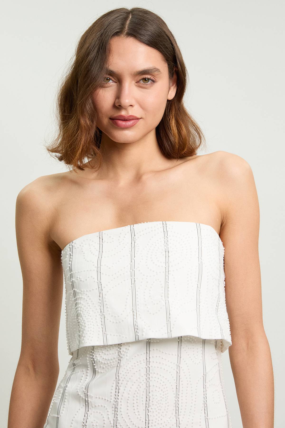 KarenMillen Robe Midi Ajustée Bandeau À Rayures Fines Texturées