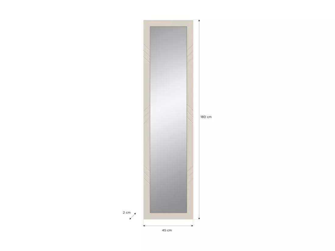 Miroir LUNA – Beige mat – Rectangulaire 45x180 cm