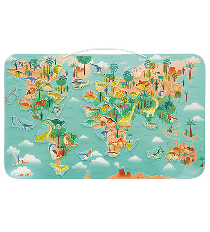 Janod Puzzlespiel - 50 Teile - Magnetisch Dino Weltkarte