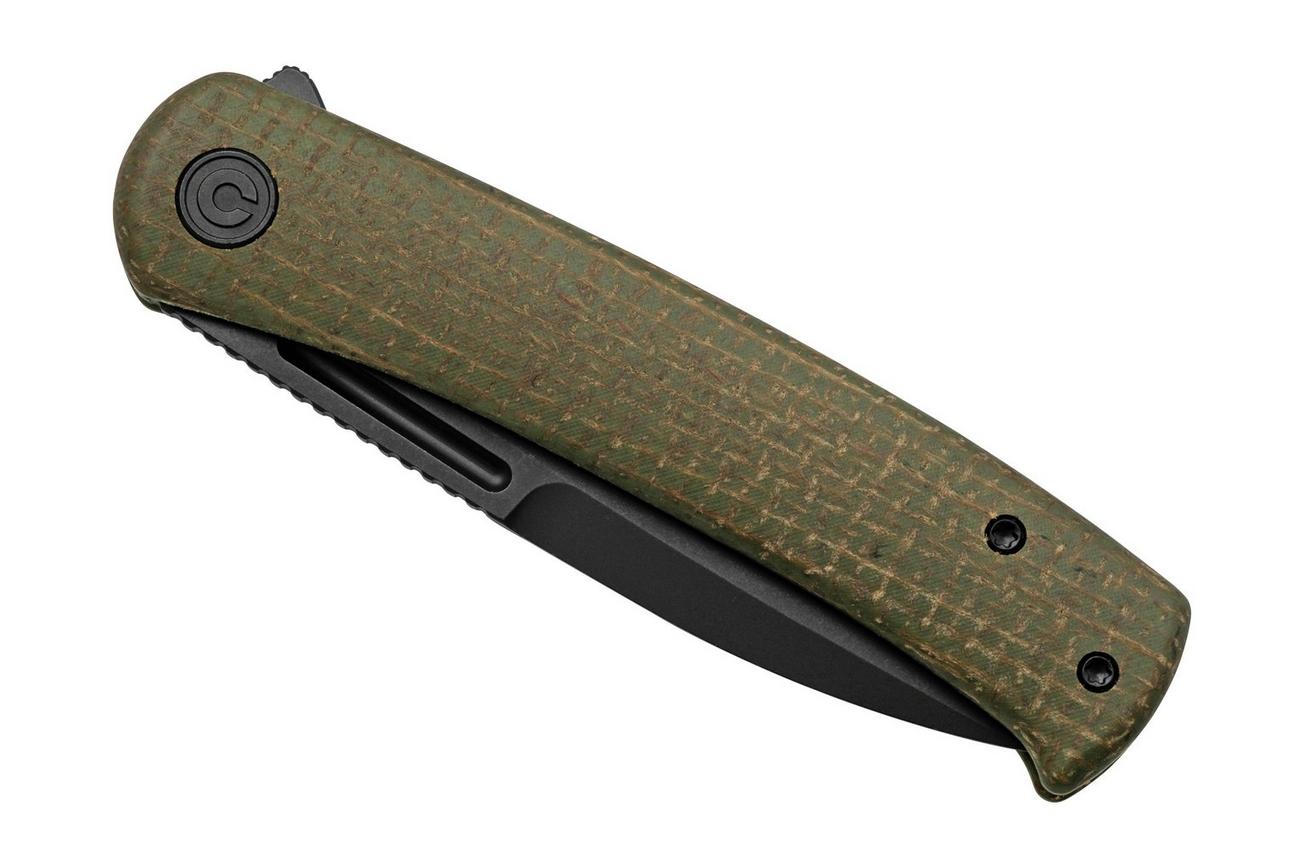 CIVIVI Caetus C21025C-3 Green Burlap Micarta, Black Stonewashed, zakmes