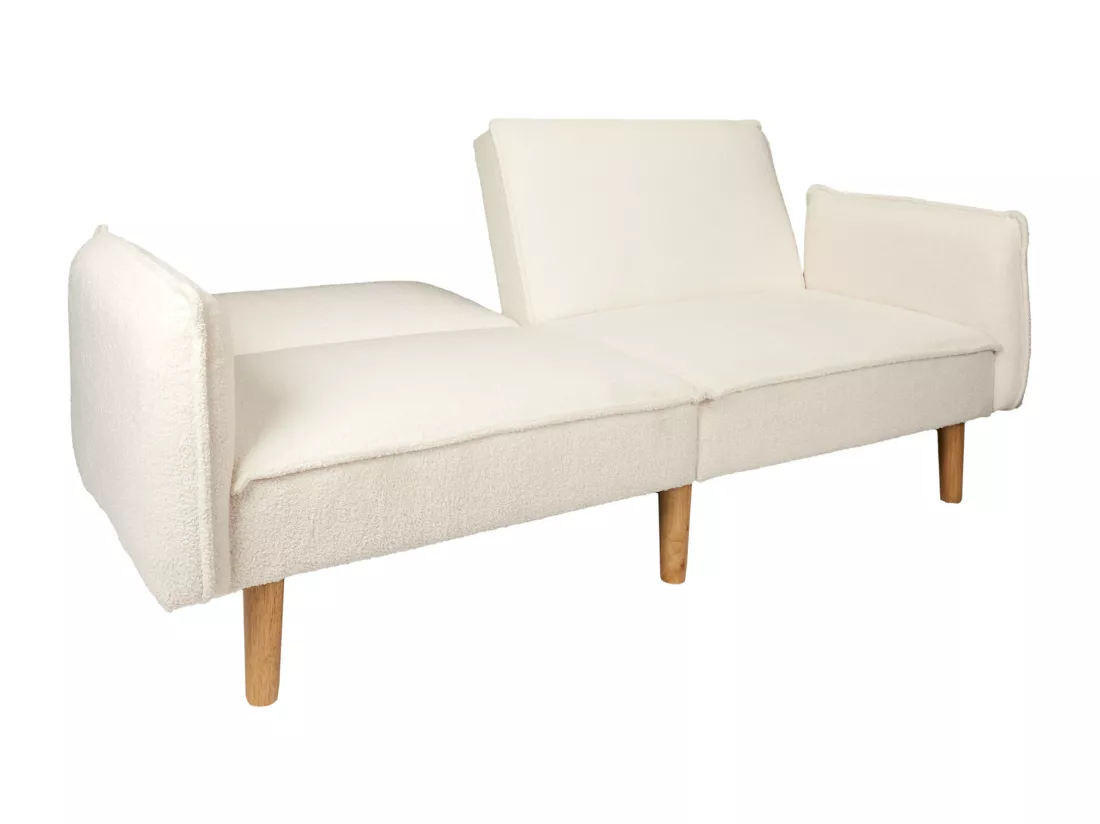 Canapé convertible tissu bouclette blanc - L198 cm - CLOUD