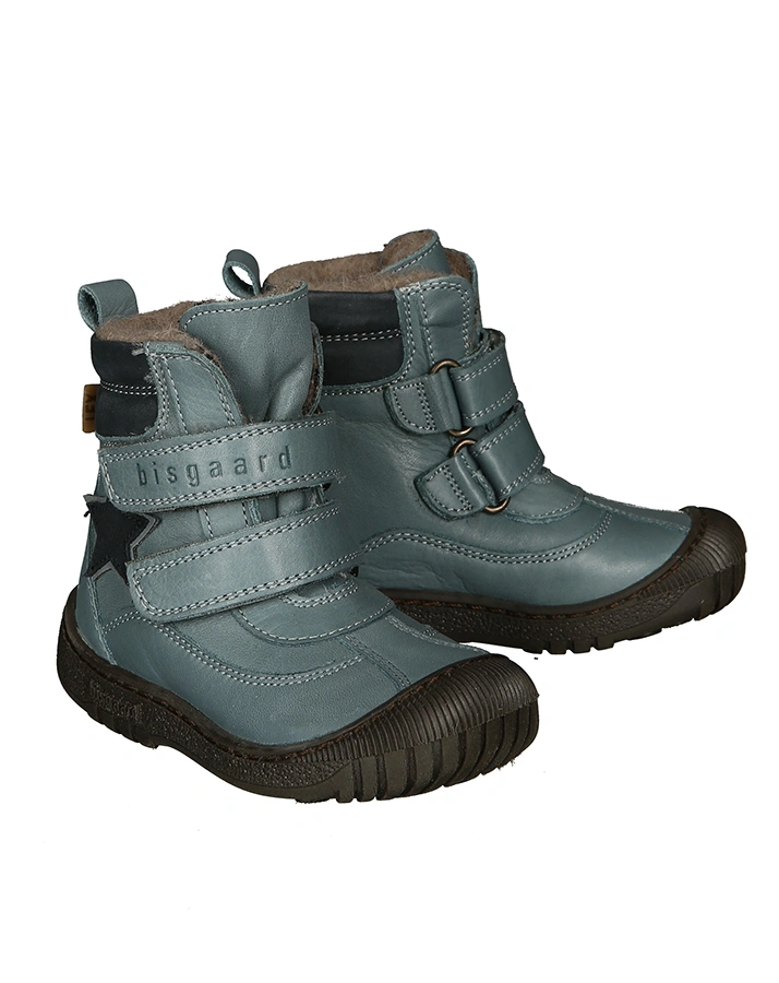 Leder-Boots TEX REFLECT mit Klett in blaugrau