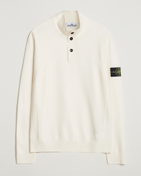 Stone Island Stretch Wool Knitted Half Button Jumper Navy