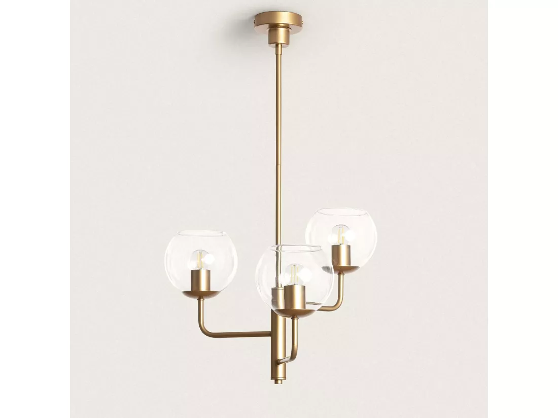 Suspension en métal et verre Tribubble Doré