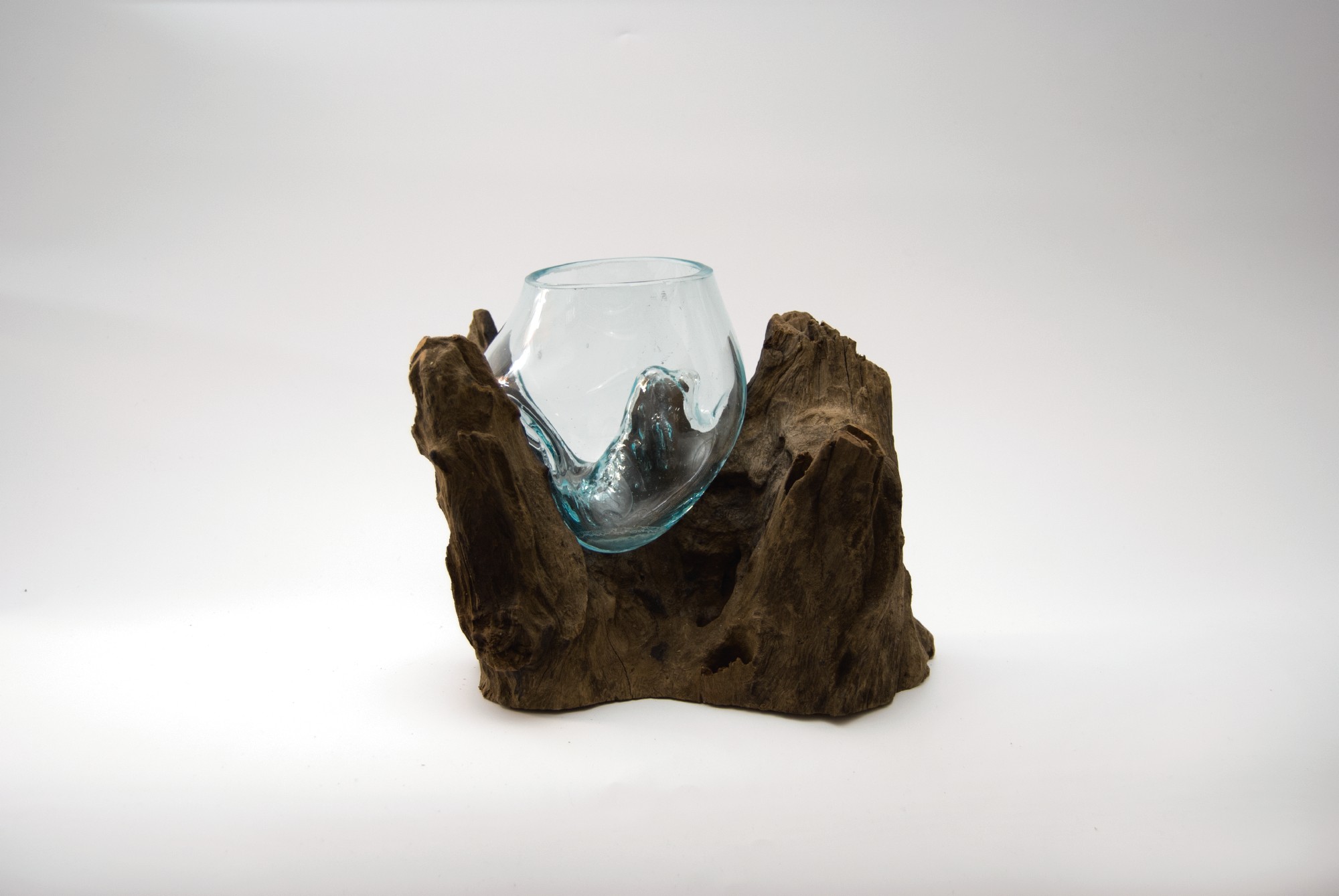 Glasvase aus Wurzelholz, B ca. 20 cm, H ca. 20 cm, T ca. 20 cm von fischer's lagerhaus