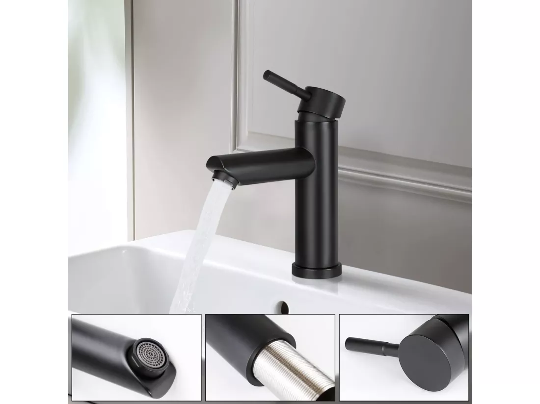 NETTLIFE robinet d'évier robinet chaud/froid robinet haute pression en acier inoxydable
