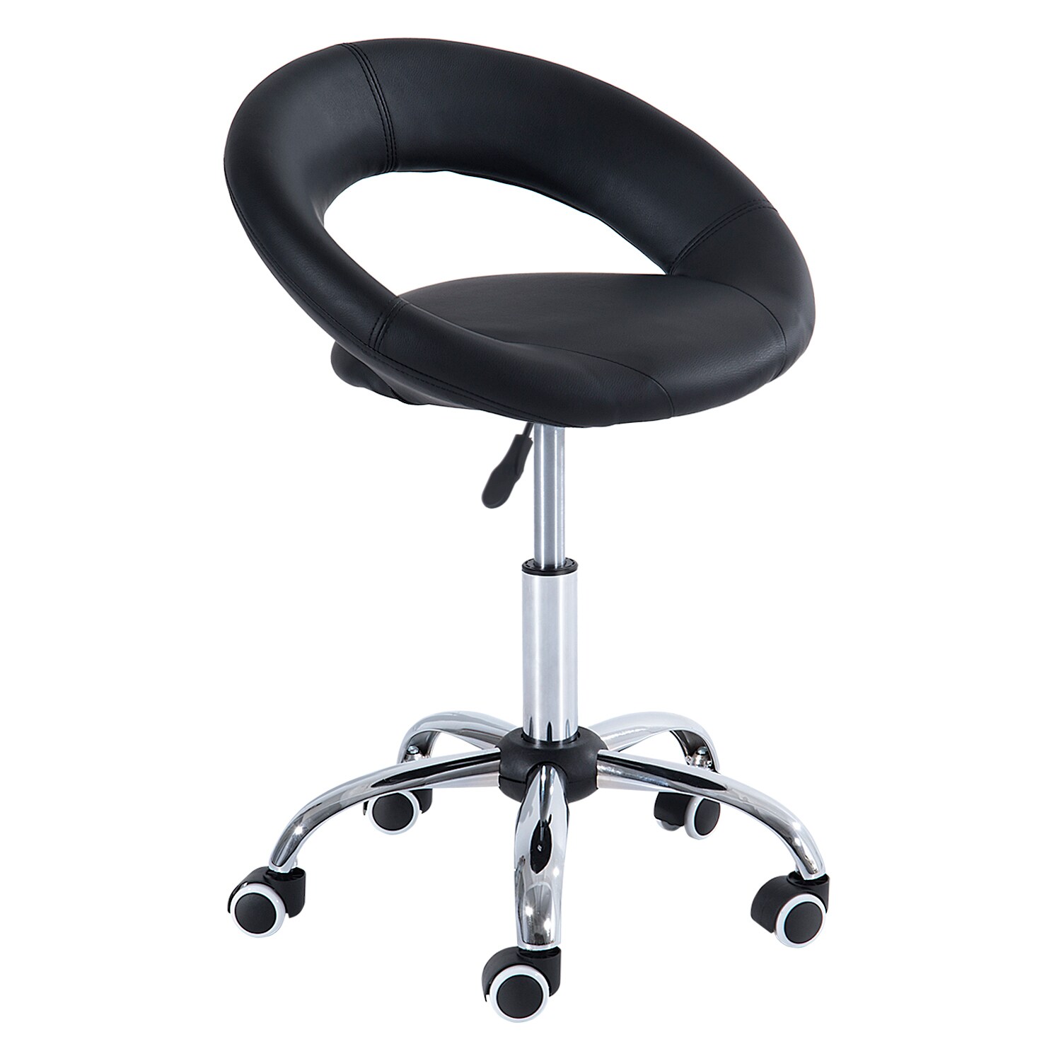 HOMCOM Rollhocker höhenverstellbar schwarz 54 x 50 x (66-78) cm