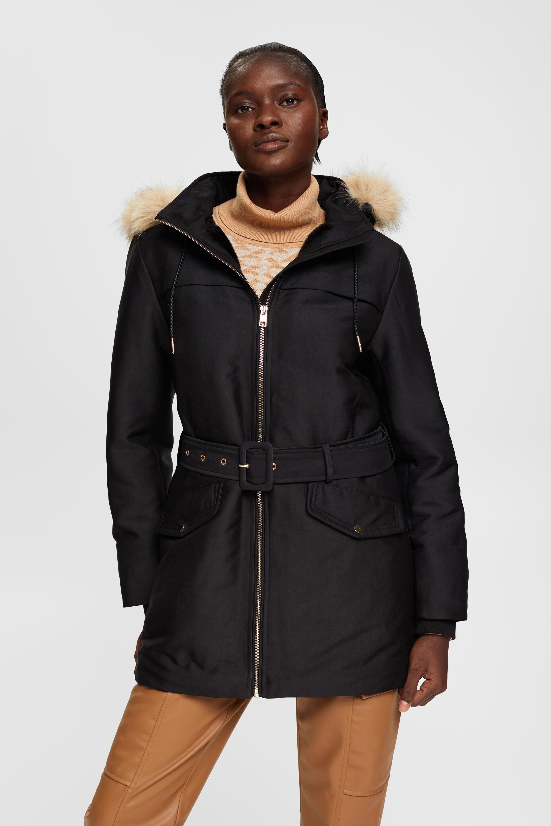 Parka à capuche en fourrure synthétique