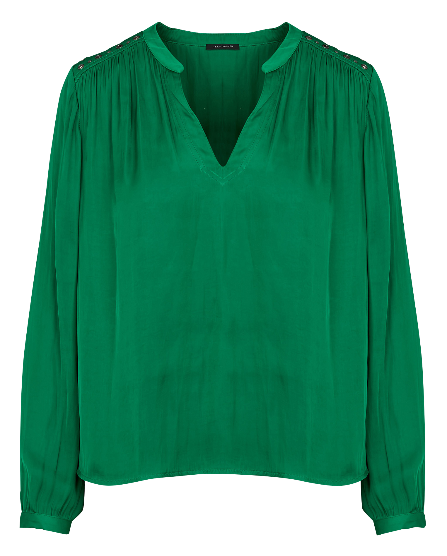Top col V droit satiné | Vert