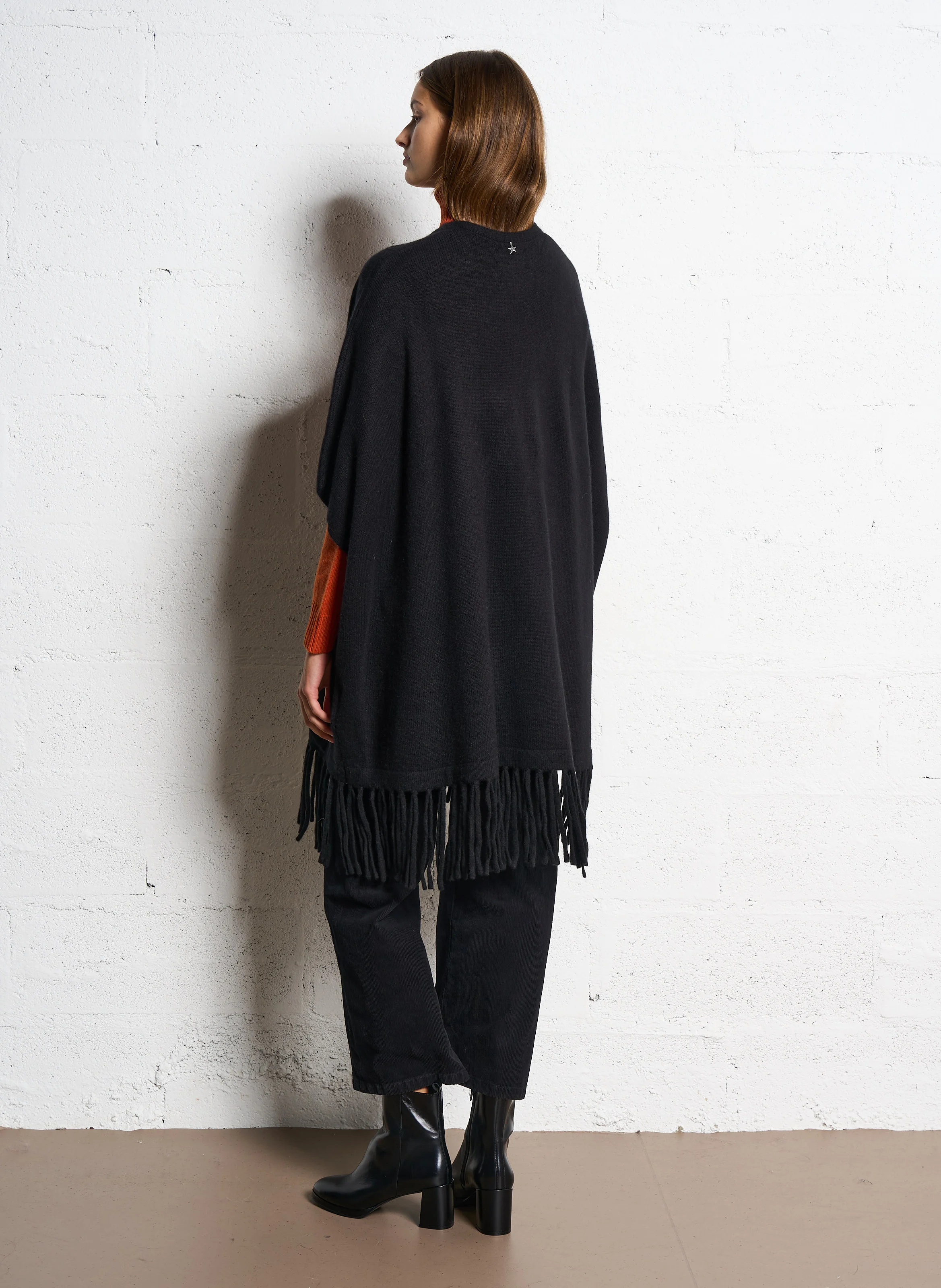 GWENNYX - Cardigan à franges en cachemire | Noir