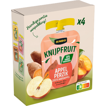 Jumbo Knijpfruit Appel Perzik Zoete Aardappel 4 x 90 g