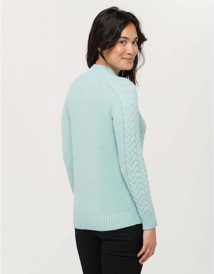 Pull vert d'eau torsades