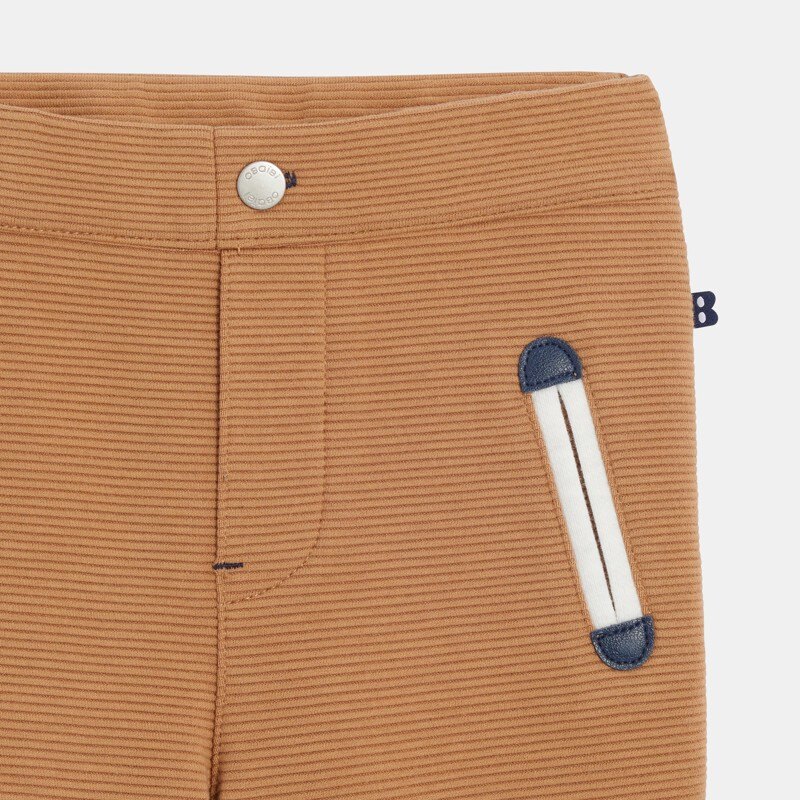 Pantalon enfilable maille fantaisie côtelée marron bébé garçon Marron