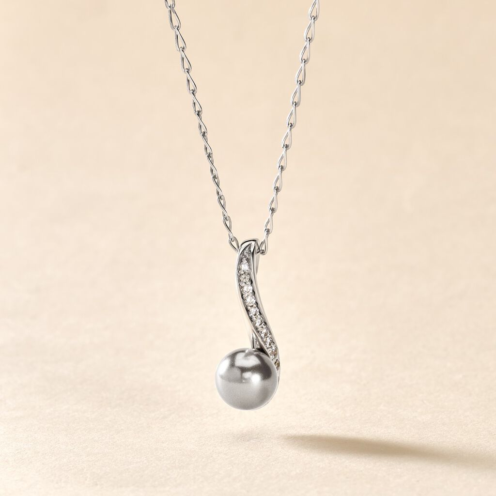 Collier Armance Argent Blanc Perle D'imitation Oxyde