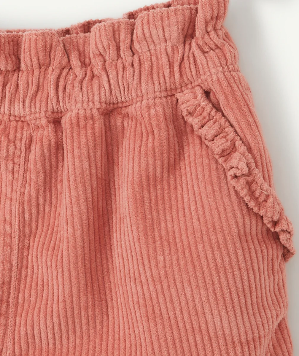 SHORT ROSE EN VELOURS CÔTELÉ FILLE